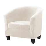 MIFXIN 2 Pieces Velvet Tub Chair Covers with Cushion Cover Stretch Soft Removable Tub Chair Slipcovers Armchair Sofa Couch Furniture Protector for Living Room Club Bar Counter Hotel (Beige)