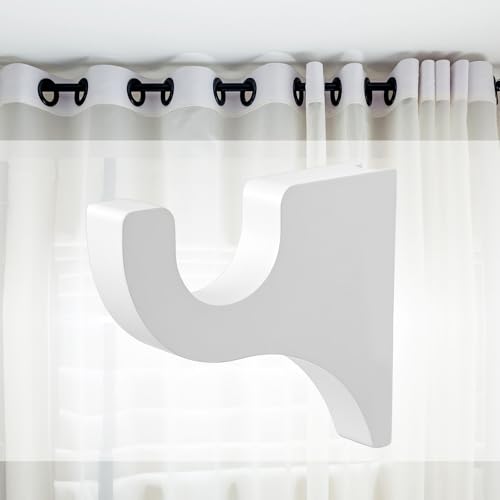 Briwooody 2 Pack Wooden Curtain Rod Brackets Curtain Rod Holder Wood Brackets Classics 3 1/2" Return Bracket for 2" Pole (White)