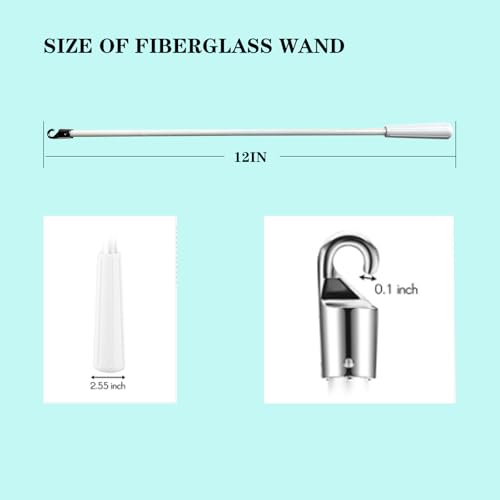 2Pcs Blinds Wand 12Inch Long White Vertical Window Blind Tilt Wand Fiberglass Blind Wand Replacement Parts with Hook and Handle for Windows Curtain Door