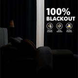 MIULEE 100% Blackout Linen Curtains for Bedroom, Ivory Solid Luxury Decor Thermal Insulation Room Darkening Drapes for Living Room Back Tab Rod Pocket 42 x 84 Inches, 2 Panels