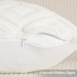 Pallene Summer Cream White Throw Pillow Covers 18x18 Set of 2, Soft Plush Faux Fur Decorative Couch Pillow Covers for Sofa Bed Living Room Pillow Cases with 3D Diamond Pattern