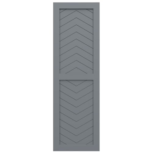 15"W x 35"H True Fit PVC Two Panel Chevron Modern Style Fixed Mount Shutters, Ocean Swell (Per Pair - Hardware Not Included)