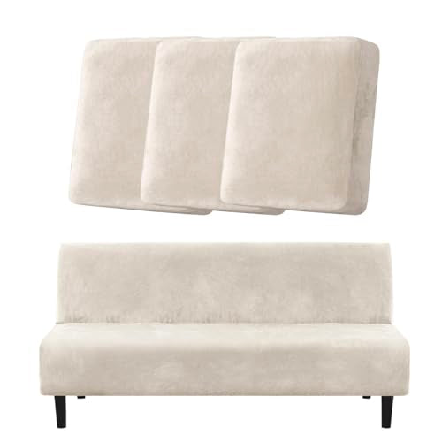 H.VERSAILTEX 3 Piece Sofa Cushion Covers Bundle Armless Futon Cover, Ivory