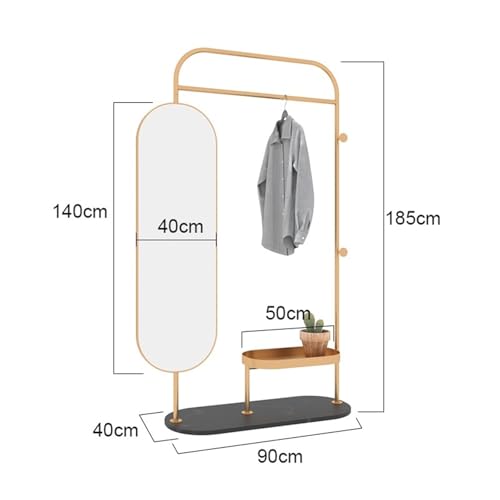 Decorative Luxury Marble Coat Rack Full-Length Mirror Multi-Functional Minimalist Floor for Living Room