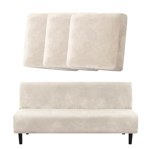 H.VERSAILTEX 3 Piece XL Sofa Cushion Covers Bundle Armless Futon Cover, Ivory