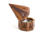 Incense Garden Wooden Incense Holder Burner - Temple Wooden Charcoal/Cone Burner - 5 Inch