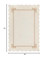Garvee Scalloped Bow Rug for Living Room Washable Solid Beige 5x7 Area Rugs