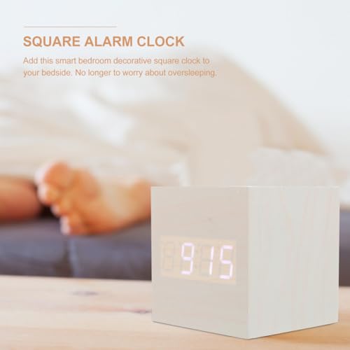Healifty Wooden Digital Alarm Clock with Dual Led Display and Temperature Compact 2.55 Inch USB Powered Mini Clock for Bedroom and Desk Use