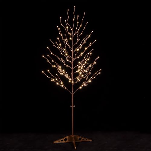 TYBEEU 5ft Star Light Tree with 216 Warm White LEDs for Holiday Decor - Dimmable, UL Certified, Waterproof - Ideal for Indoor and Outdoor Decoration