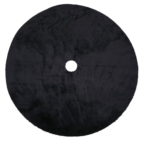 Christmas Tree Skirt 56 inch, Black Plush Christmas Tree Skirt, for Family Christmas Decoration, Christmas Party Decoration(Black，Large)