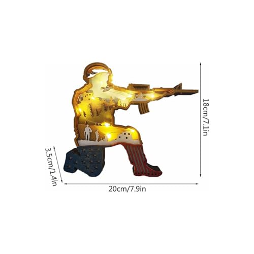 3D Wood Carving Lamp Home Creative Decorative, Funny Family Presents Ideas Christmas Living Room Office Decor Warm LED Night Lights Christmas Birthday Gift for Friend Son Dad Boys (Brave Soldier)