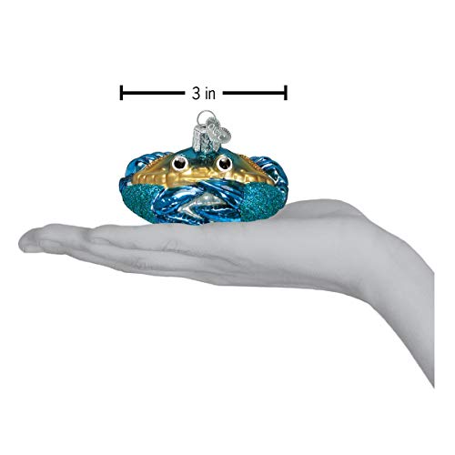 Old World Christmas Blue Crab Glass Blown Ornament for Christmas Tree, Handcrafted Holiday Decoration, Sea Collection