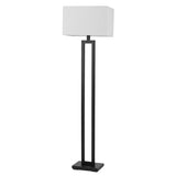 Globe Electric 67046 58" Floor Lamp, Matte Black Finish, White Linen Rectangular Shade, Modern Geometric Cutout Design, E26 Base