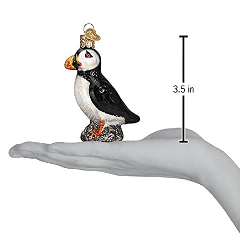 Old World Christmas Puffin Glass Blown Ornament for Christmas Tree, Handcrafted Holiday Decoration, Wildlife Animal Collection