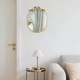 SANY DAYO HOME Wall Hanging 16″ x 12″ Gold Metal Framed Oval Mirror with Decorative Bow, Modern Farmhouse Real Glass Accent Mirror for Vanity, Bathroom, Entryway