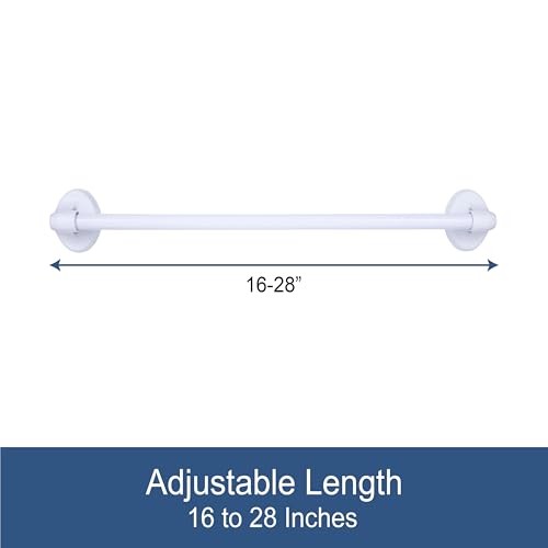Kenney - Appliance Magnetic Curtain Rod, No-Drill Installation for Steel Surfaces, 5/8" Diameter, Adjustable 16"–28", Multi-Use for Windows, Doors & Appliances, White