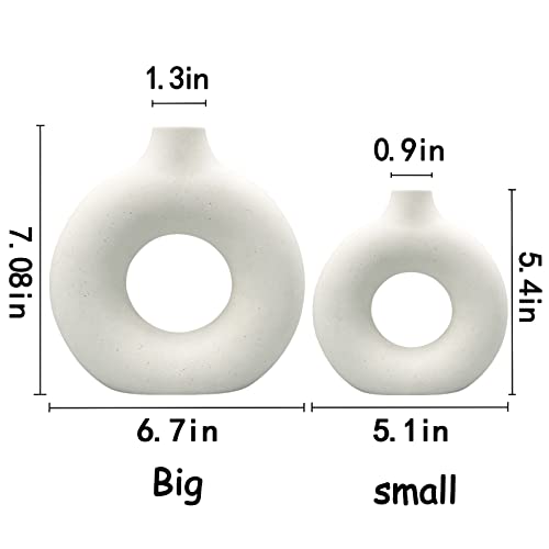 Ceramic Vases Set of 2,Modern Vases for Home Decor, White Boho Style for Living Room Kitchen Mantle Bedroom Dining Table Office Farmhouse Decorative Design