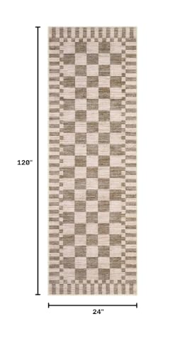GarveeHome 2x10 Checkered Kitchen Runner Rug for Hallway Non Slip Washable
