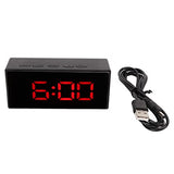 Smart LED Digital Alarm Clock Mirror for Energy Saving Backlight Temperature Display Night Mode Suitable (Red)
