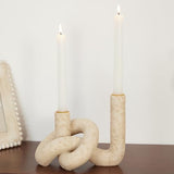 DN DECONATION Knot Shaped Taper Candle Holders, Boho Candlestick Holders