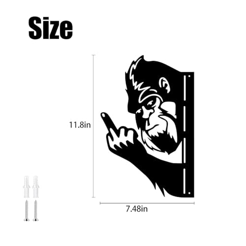 Peaking a Boo Flipping Off Bigfoot Animal Metal Sign Art Ornament, Animal Peeping Around Signs Corner Tree Garden Fence Farmhouse Outdoor Home Decoration