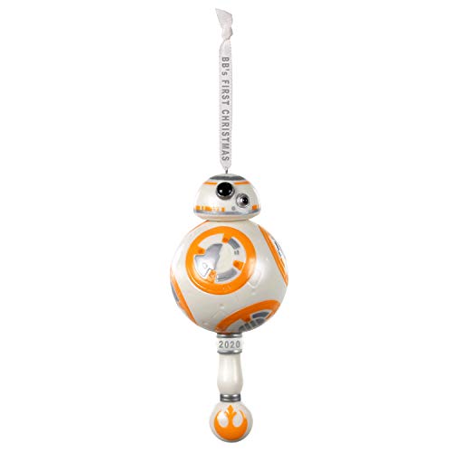Hallmark Keepsake Ornament 2020 Year-Dated, Star Wars BB-8 Baby's First Christmas, Porcelain with Rattle