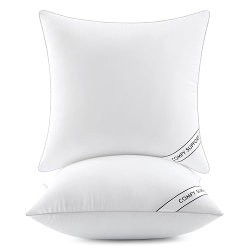 MIULEE 26x26 Inch Euro Pillows Inserts, Pack of 2 Down Alternative Virgin Filling Comfy Support Throw Pillows for Sofa Couch Bed