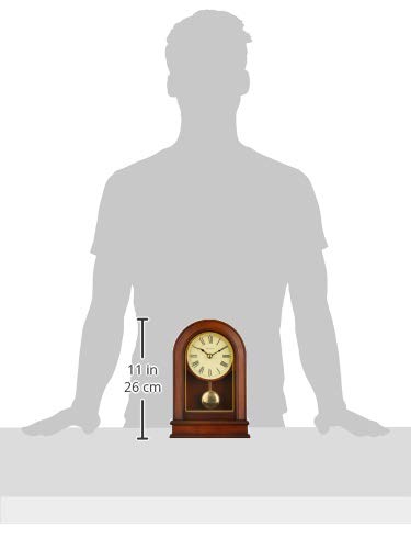 Bulova B7467 Hardwick Mantel Clock | Traditional Hardwood Case with Walnut Finish | Roman Numerals | Elegant Timepiece for Home or Office