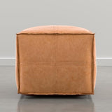 SIMPLIHOME Brody 18" Wide Vegan Leather Square Pouf in Distressed Camel
