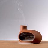 MOUGIGI Terracotta Palo Santo Holder - Modern Chiminea Incense Burner for Yoga, Meditation, and Energy Cleansing - Wood Sticks Dish, Sage Ash Catcher, Smudge Bowl, Cone Burner - Unique Meditation Gift