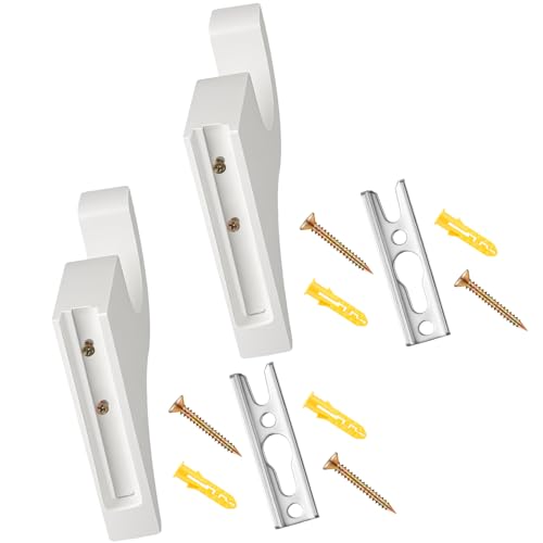 Briwooody 2 Pack Wooden Curtain Rod Brackets Curtain Rod Holder Wood Brackets Classics 3 1/2" Return Bracket for 2" Pole (White)