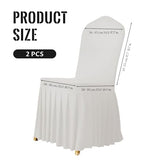 2PCS Dining Chair Slipcovers Stretch White Dorm Chair Cover with Skirt Washable Furniture Protector for Wedding Party Banquet, Stretch Covers