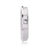 ShoppeWatch Mini Clock Insert 1 7/16" (35mm) Quartz Movement | Miniature Clock Face Insert | Small Round Fit Up White Face Silver Tone Bezel Roman Numerals CK097SL