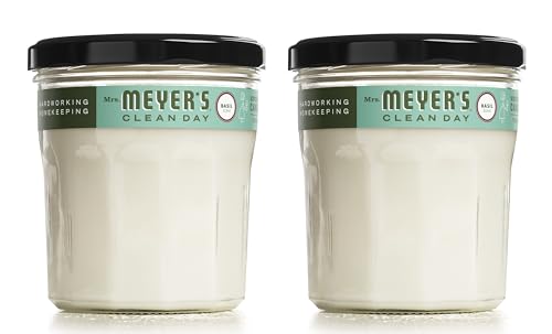 MRS. MEYER'S CLEAN DAY Scented Soy Candle, Large Glass, Basil, 7.2 oz, (Pack of 2)
