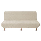 Futon Cover Slipcover Super Stretch Full Size Soft Armless Sofa Bed Slipcover Jacquard Futon Sofa Cover Furniture Bed Protector with Non-Slip Elastic Bottom Beige