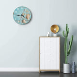 Britimes Round Wall Clock, Silent Non-Ticking Battery Operated Clock 10 Inch, Decor for Bathroom, Bedroom, Kitchen, Office or School Summer Beach Seashell