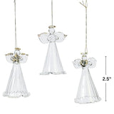 Spun Glass Angel Ornaments with Star/Heart/Praying Hands (Set of 12) Christmas Religious Decor