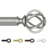 USFOOK Antique Silver Curtain Rod 32 to 58 Inch (2.6-4.8 ft), 7/8 Curtain Rods for Windows 20 to 54 Inch, Telescoping Splicing Drapery Rods with Twisted Cage Finials