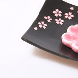 Japanese Ceramic Handmade Cute Cherry Blossom Incense Stick Holder or Incense Burner Holder, Unique Ash Catcher Inscent Tray and Decorative Gift, Home Decor 3.94 inches, Square Pink