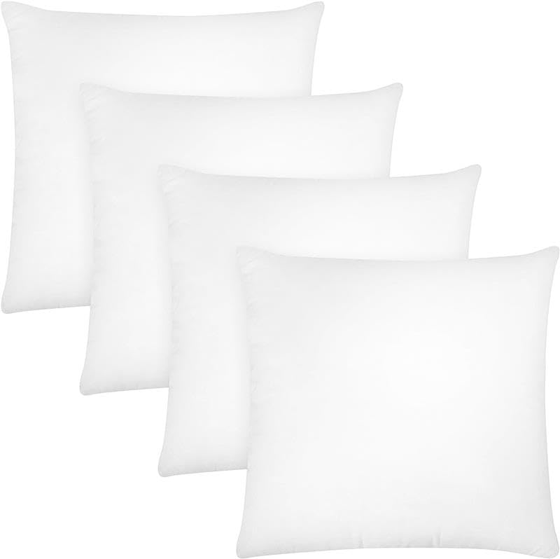 Covers & All Throw Pillow Inserts Only Pack of 4, Durable Soft Square 20 x 20 Inches 65 GSM Non-Woven Fabric with 15D Silicon Fiber Filling, Universal uses for Home Decor Office Indoor Outdoor