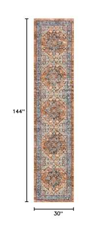 Runner Rug for Hallways Non Slip Washable Boho 2’6”x12 Hallway Low Pile Throw Rugs Vintage Carpet Runners for Entry Way, Kitchen, Laundry Room, Bathroom