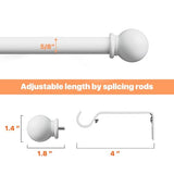 White Curtain Rods for Windows 28-48 inch, 2 Pack 5/8" Curtain Rod Set with Brackets, Splicing Adjustable Curtain Rod for Bedroom, Kitchen, Living Room, Matte White