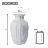 Lvases 10in Wheat Textured White Ceramic Flowers Vase Modern Home Decor | Unique Large Flower Vase, Rustic Decor for Living Room, Entryway Shelf Centerpiece & Office Floral Display ( Matte White )