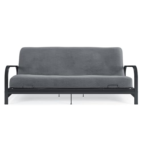 Full Size Futon Cover Couch Sofa DayBed Mattress Slipcover with Zippered (Dark Gray, 75 * 54 * 6in)