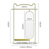 Full-Length Mirror Floor-Standing Coat Rack, Dressing Mirror Combination, Home Coat Rack, 360° Rotating Dressing Mirror, Dressing Mirror Full Length Floor Mirror (Gold 120cm)