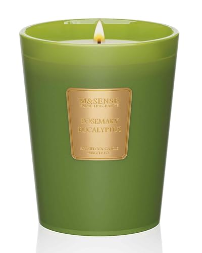 M&SENSE Rosemary Eucalyptus Soy Candle, 14.1oz, Summer Refresh Scent