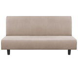 Flamingo P Stretch Armless Futon Covers - Full Queen Futon Couch Covers Slipcover - Soft Thick Jacquard Washable Sand
