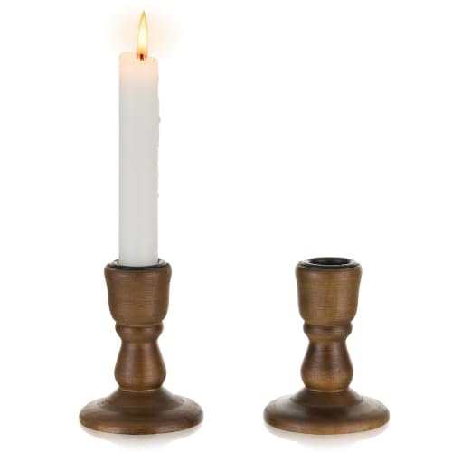 Wooden Candlestick Holders Rustic: Farmhouse Taper Candle Holder