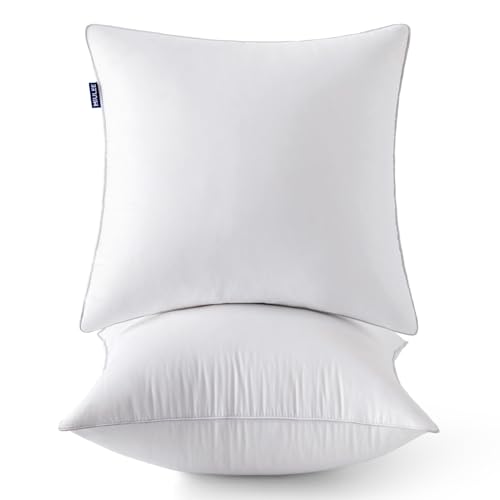 MIULEE 28x28 Euro Pillow Inserts (Set of 2) -Decorative Throw Pillow with Textured Woven Fabric Cover Square for Sofa Couch