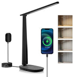 Honeywell HWT-H2 LED Desk Lamp for Home Office, CRI94 Full Spectrum Eye-Caring Light, Dimmable Table Lamp with USB-A & USB-C Charging Ports, Foldable Touch Control Reading Lamp, Black